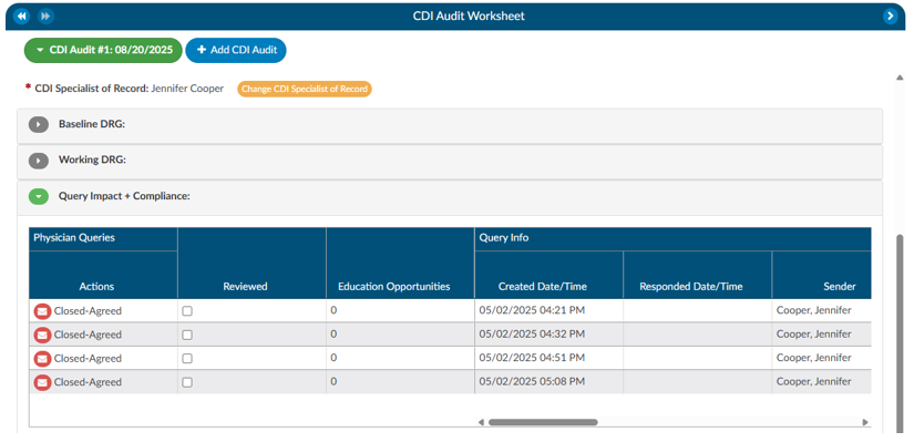 CDI Audit Query Compliance Review Section