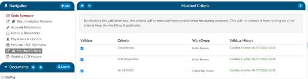Matched Criteria