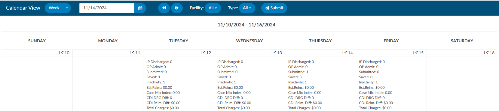 Calendar View per Week