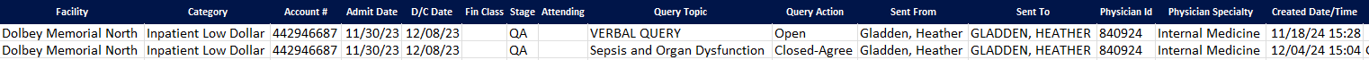 CDI Query Detail Report