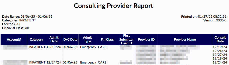 Consulting Provider Report