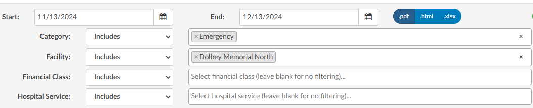 Report Filter Options