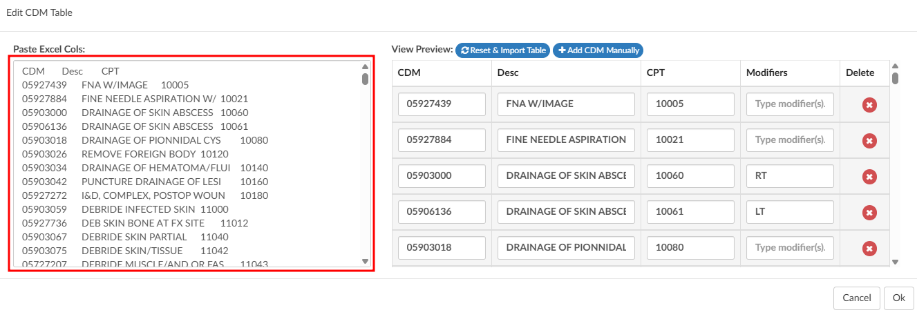 Edit CDM Table