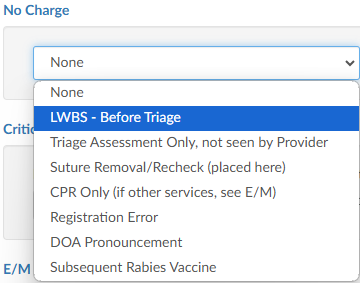 No Charge Dropdown
