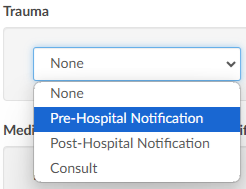 Trauma Dropdown Menu