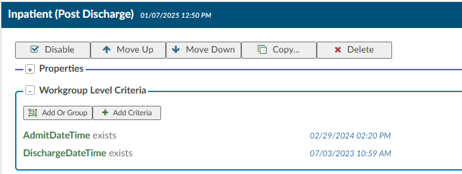 Workgroup Level Criteria