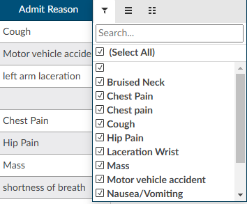 Column Filter Options