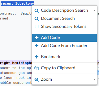 Right Click Add Code Menu