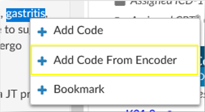 Add Code From Encoder Right Click