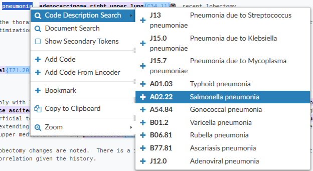 Code Description Search Menu
