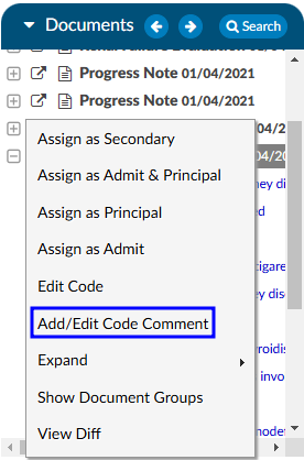 Add/Edit Code Comment