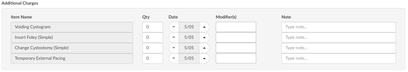 Add Additional Charges