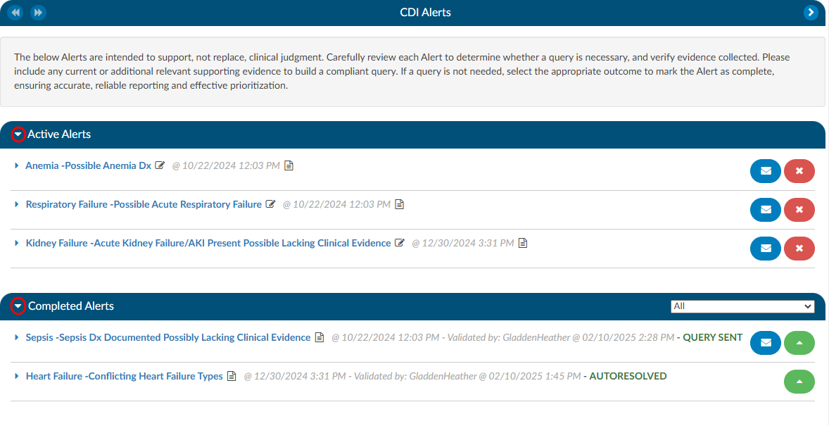 Navigating the CDI/Clinical Alerts Viewer
