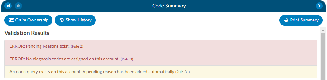 Code Summary Validation Results