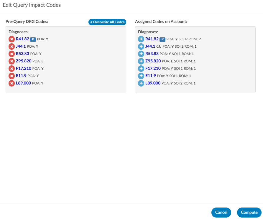 Edit Query Impact Codes
