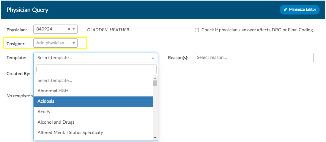 Selecting Query Template