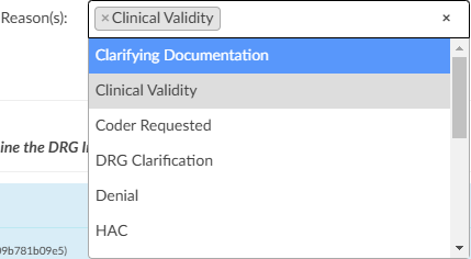 Physician Query Reasons