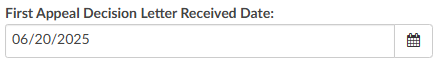 First Appeal Letter Date Field