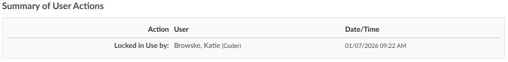 Locked in Use in Summary of User Actions