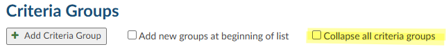 Collapse All Criteria Groups