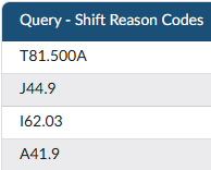 Query Shift Reason Codes